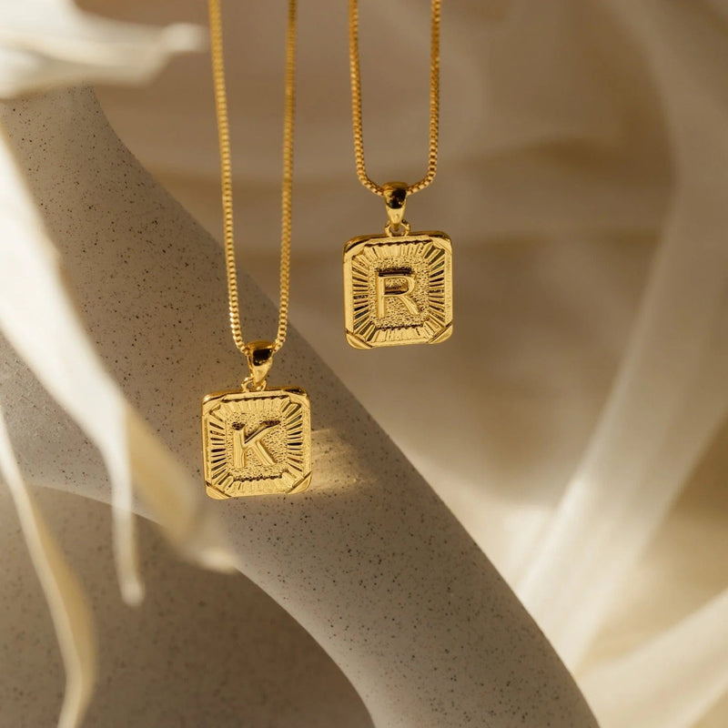 Personalized Initial Rectangle Pendant Necklace