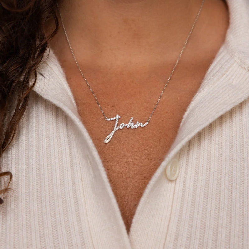 Pave Handwriting Necklace