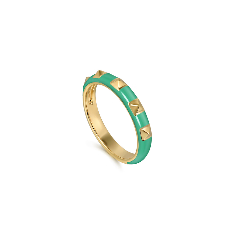 The Pyramid Edge Band (Mint Green & Yellow Gold Edition)