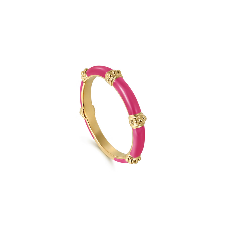 The Bamboo Node Ring (Fuchsia & Yellow Gold Edition)