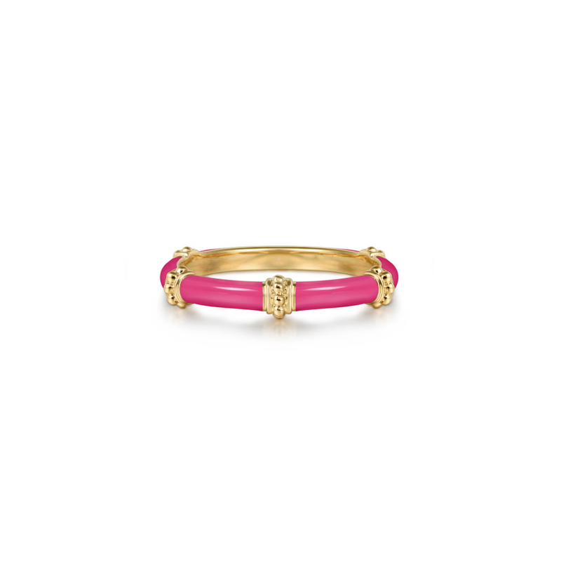 The Bamboo Node Ring (Fuchsia & Yellow Gold Edition)