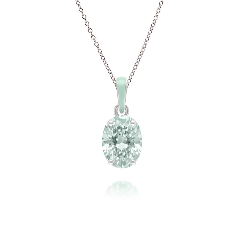 Lumina Oval-Cut Enamel Pendant Necklace (Sky Blue Edition)
