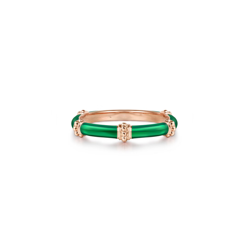 The Bamboo Node Ring (Chrome Green & Rose Gold Edition)