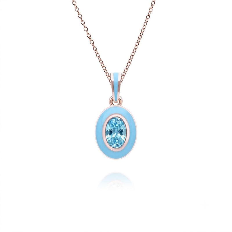 Lumina Emerald-Cut Enamel Pendant Necklace (Sky Blue Edition)