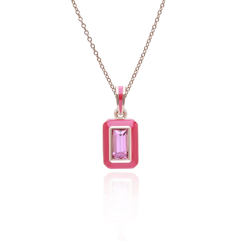 Lumina Emerald-Cut Enamel Pendant Necklace (Sky Blue Edition)