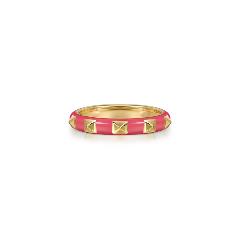 The Pyramid Edge Band (Crimson Red & Yellow Gold Edition)