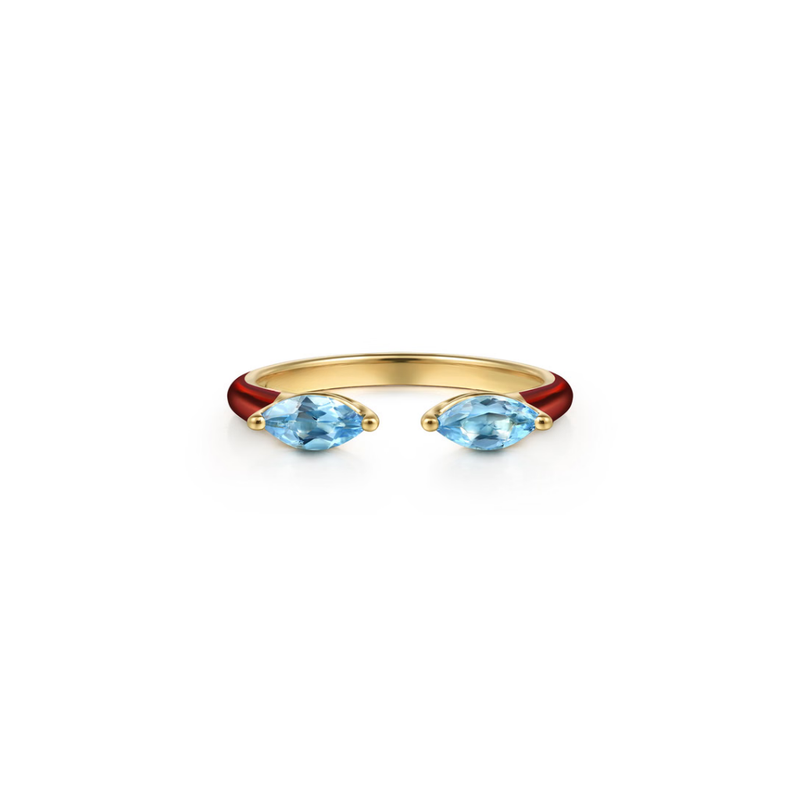 The Capri Kiss Ring (Aquamarine & Chrome Red Edition)