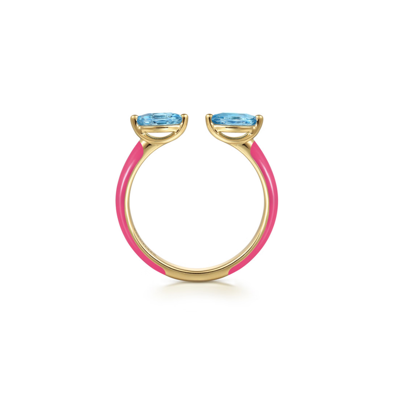 The Capri Kiss Ring (Aquamarine & Magenta Pink Edition)