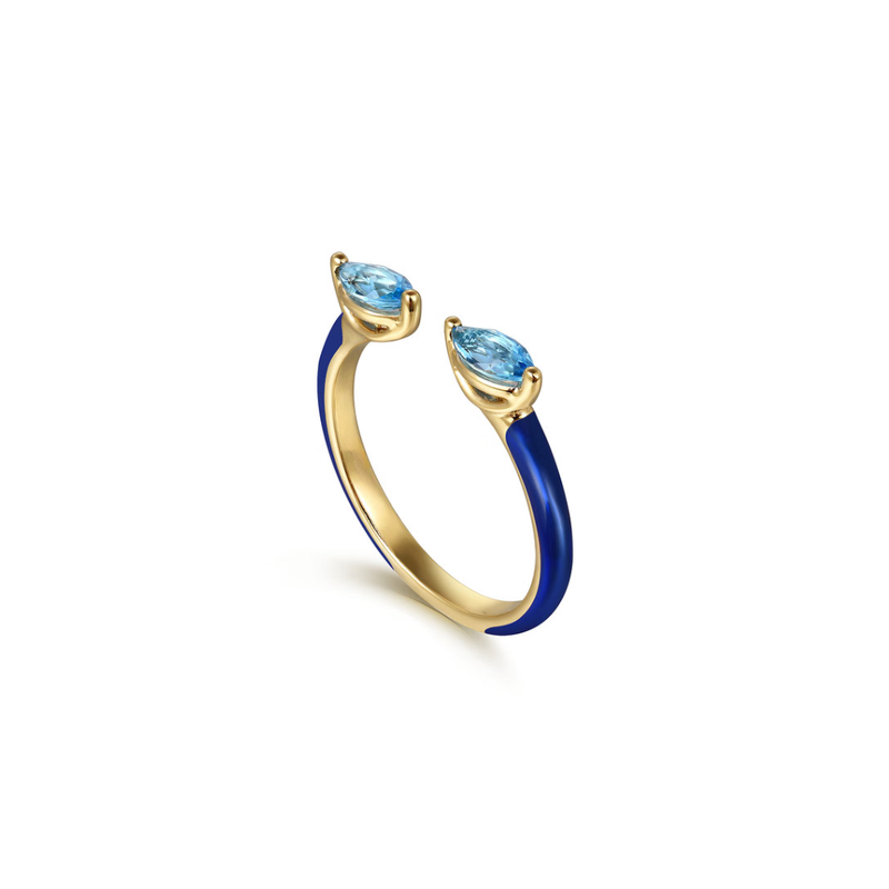 The Capri Kiss Ring (Aquamarine & Chrome Blue Edition)