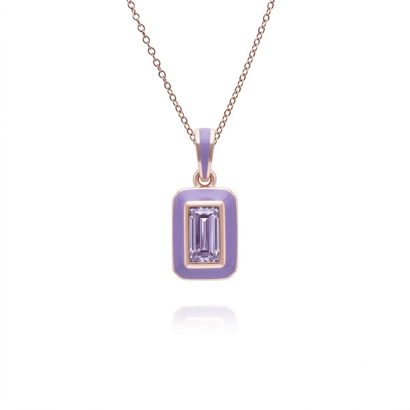 Lumina Emerald-Cut Enamel Pendant Necklace (Sky Blue Edition)