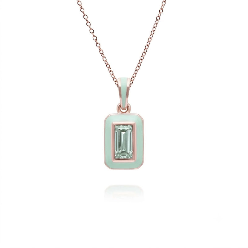Lumina Emerald-Cut Enamel Pendant Necklace (Sky Blue Edition)