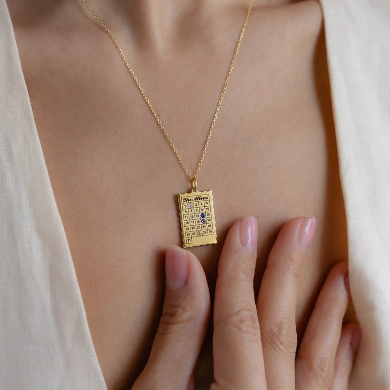 Calendar Birthstone Charm Necklace