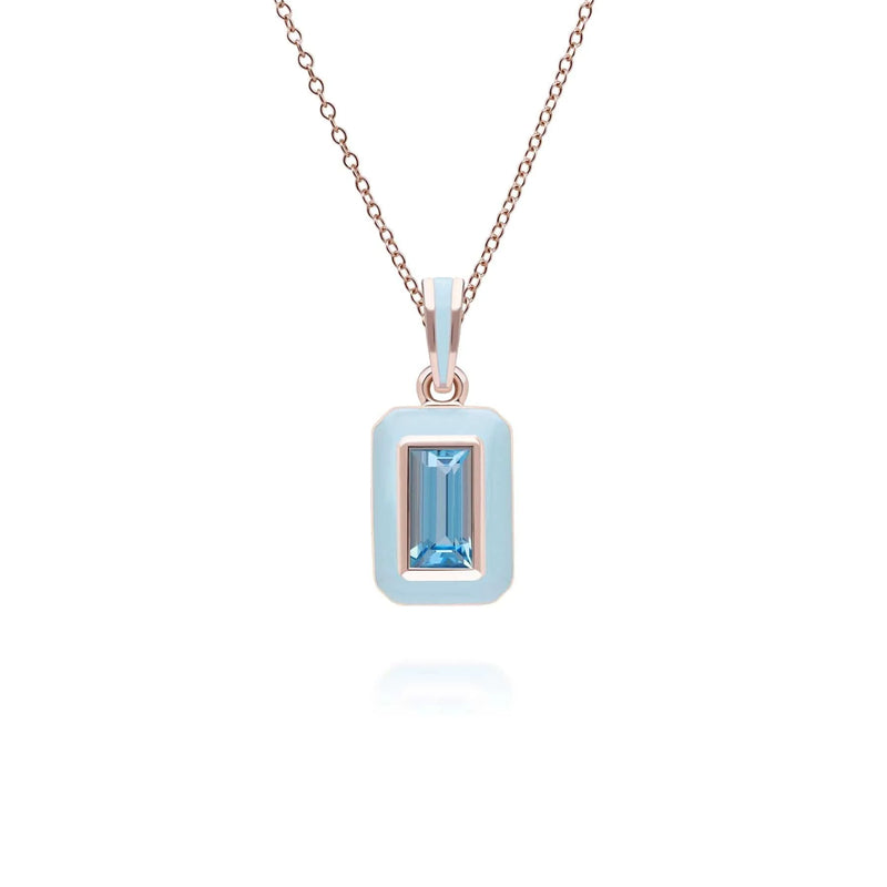 Lumina Emerald-Cut Enamel Pendant Necklace (Sky Blue Edition)