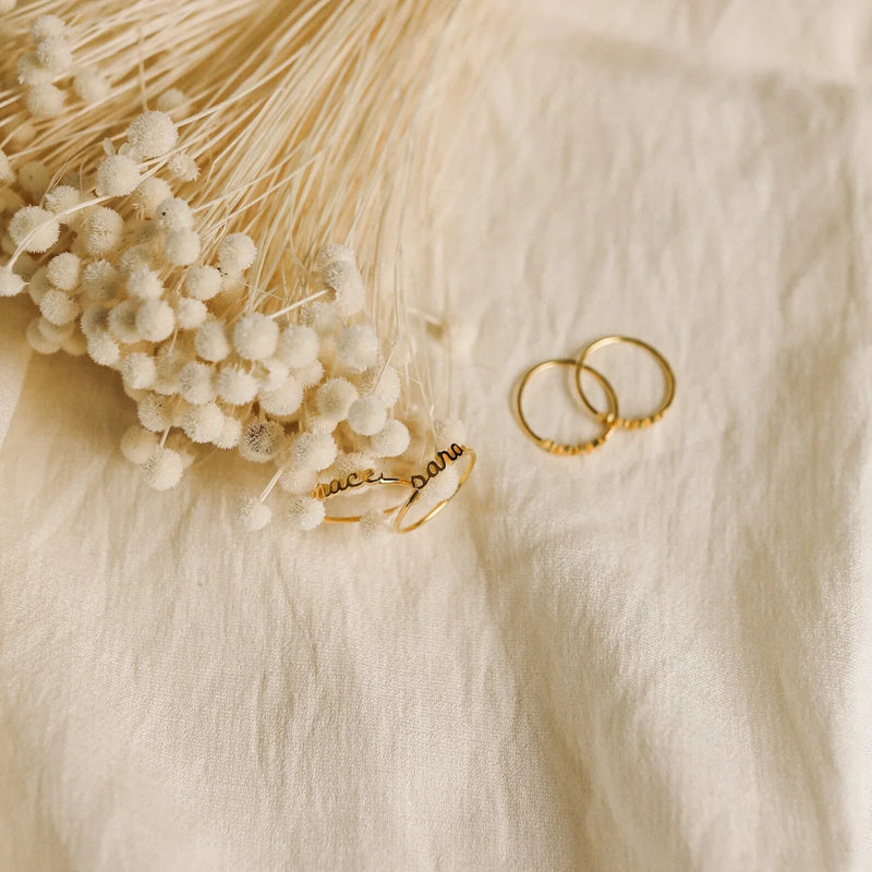 Petite Script Name Ring