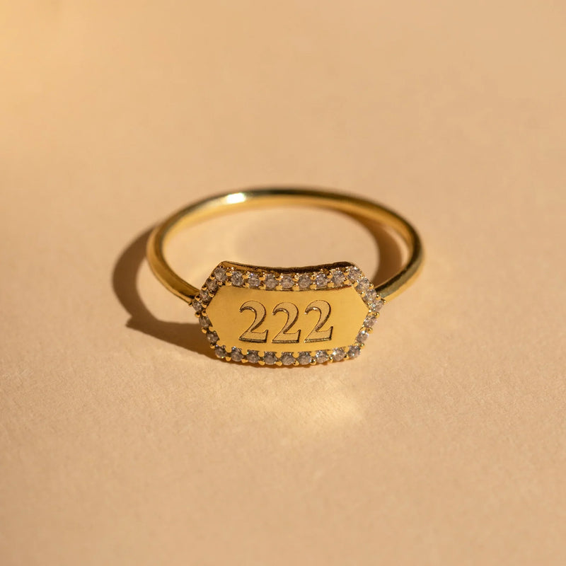Engraved Hexagon Ring
