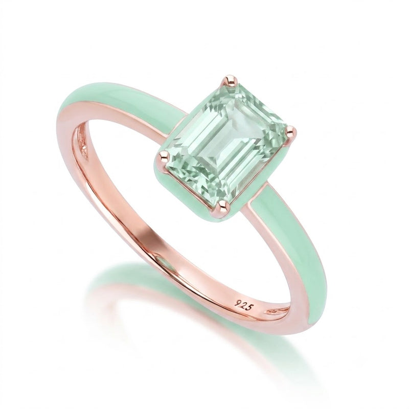 Lumina Emerald-Cut Enamel Ring ( Fuchsia Edition)