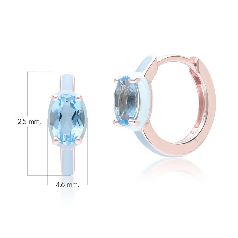 Azure Arc Round-Cut Swirl Enamel Huggie Earrings (Sky Blue Edition)