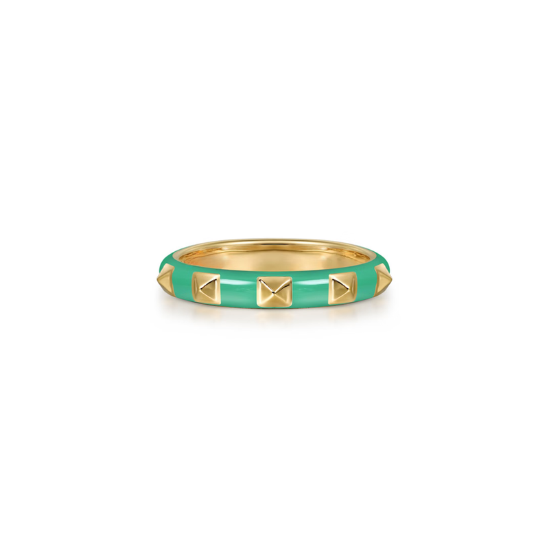 The Pyramid Edge Band (Mint Green & Yellow Gold Edition)