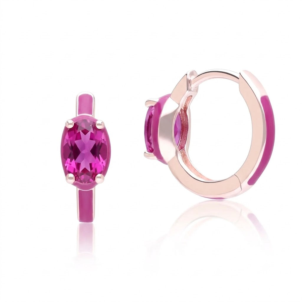 Azure Arc Emerald-Cut Enamel Huggie Earrings (Mint Green Edition)