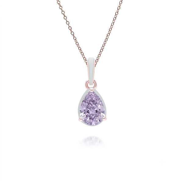 Lumina Pear-Cut Enamel Pendant Necklace (Lavender Edition)