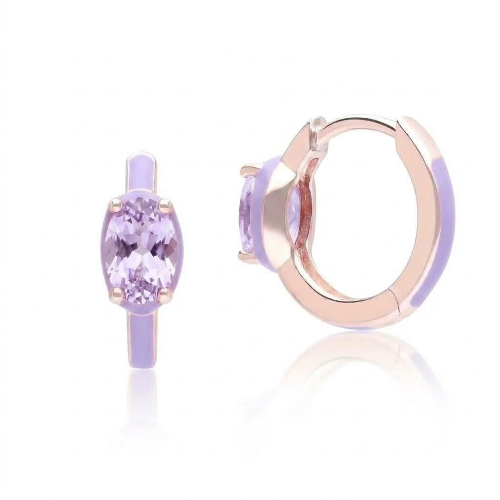 Azure Arc Emerald-Cut Enamel Huggie Earrings (Mint Green Edition)