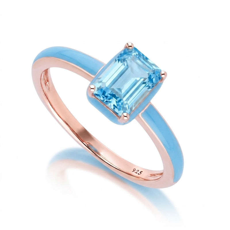 Lumina Emerald-Cut Enamel Ring ( Fuchsia Edition)