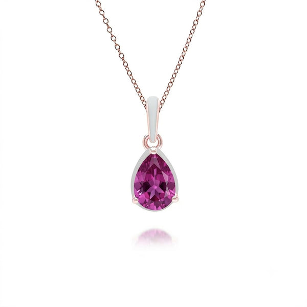 Lumina Pear-Cut Enamel Pendant Necklace (Magenta Pink Edition)