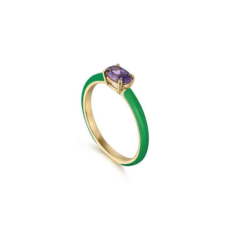 The Petite Pavilion Ring (Amethyst Purple & Chrome Red Edition)