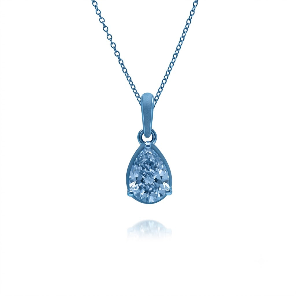 Lumina Pear-Cut Enamel Pendant Necklace (Olive Green Edition)
