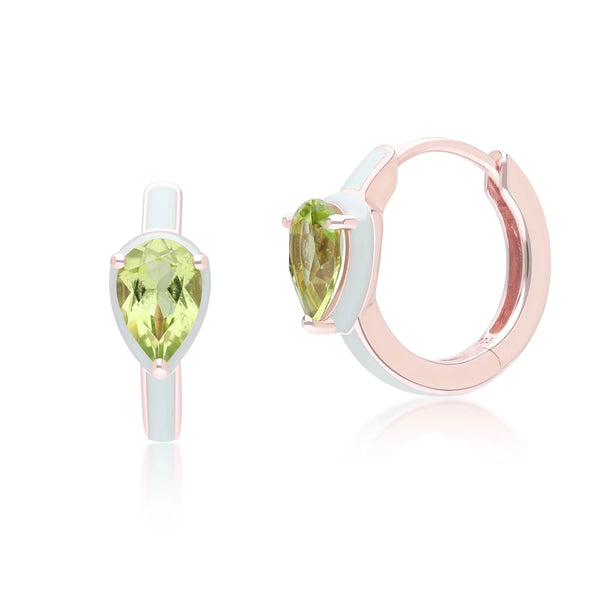 Azure Arc Pear-Cut Enamel Huggie Earrings (Mint Green Edition)
