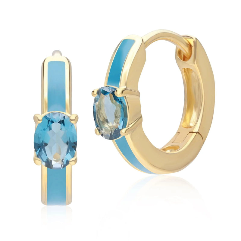 Azure Arc Round-Cut Swirl Enamel Huggie Earrings (Sky Blue Edition)