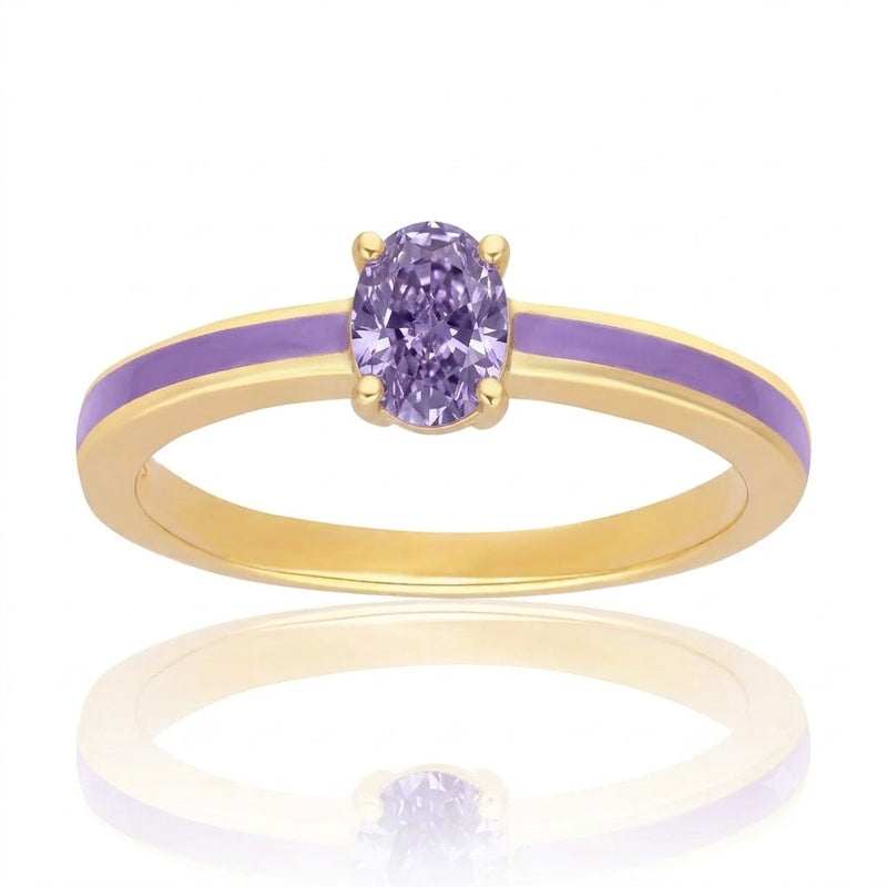 Lumina Emerald-Cut Enamel Ring ( Fuchsia Edition)