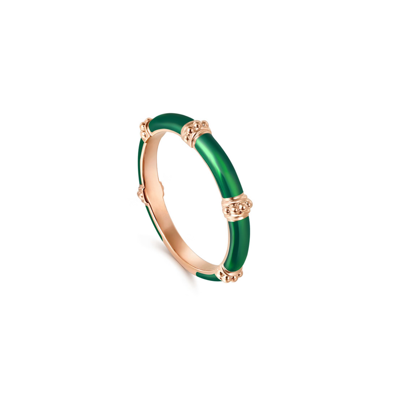 The Bamboo Node Ring (Chrome Green & Rose Gold Edition)