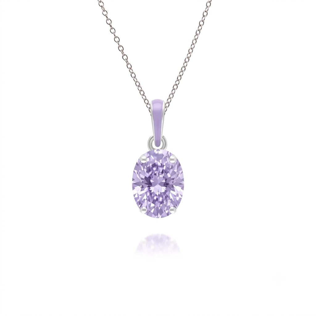 Lumina Oval-Cut Enamel Pendant Necklace (Mint Green & Silver Edition)