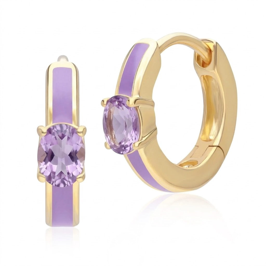 Azure Arc Emerald-Cut Enamel Huggie Earrings (Mint Green Edition)