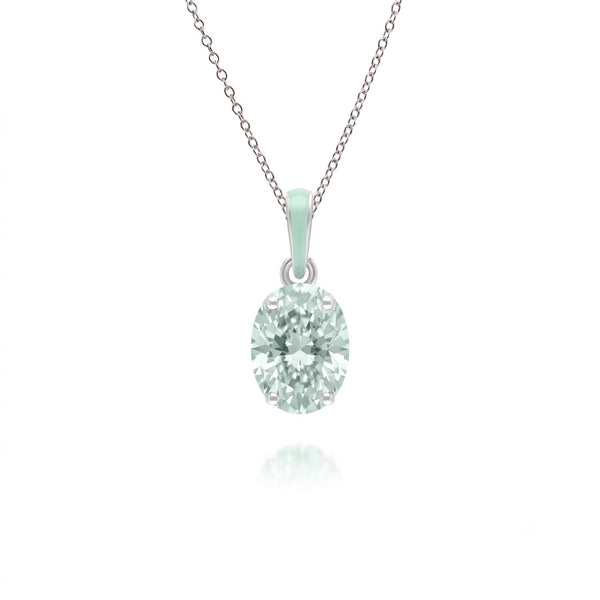 Lumina Oval-Cut Enamel Pendant Necklace (Sky Blue Edition)