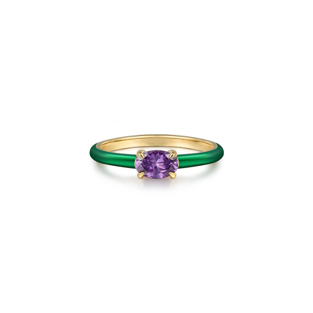The Petite Pavilion Ring (Amethyst Purple & Chrome Red Edition)