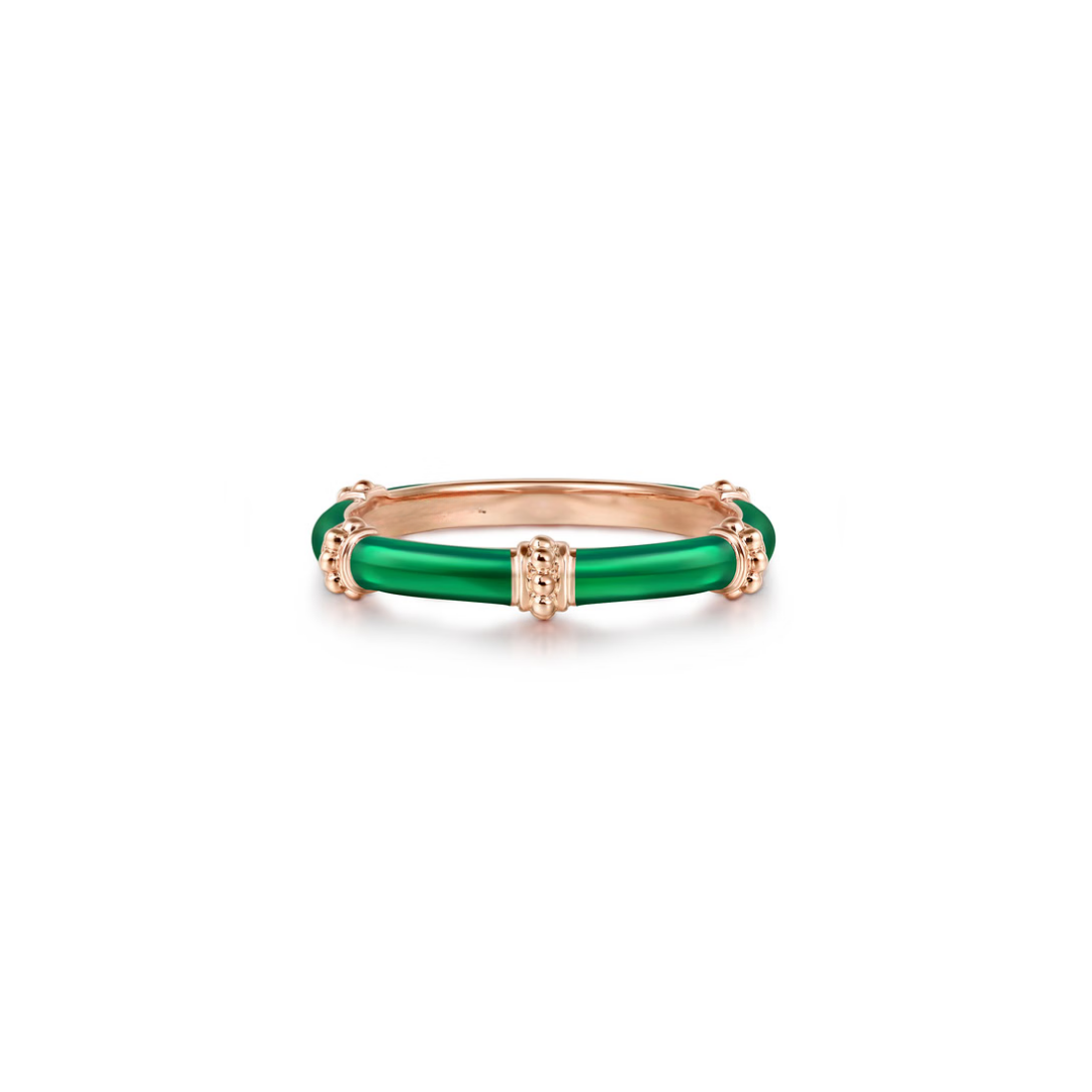 The Bamboo Node Ring (Chrome Green & Rose Gold Edition)