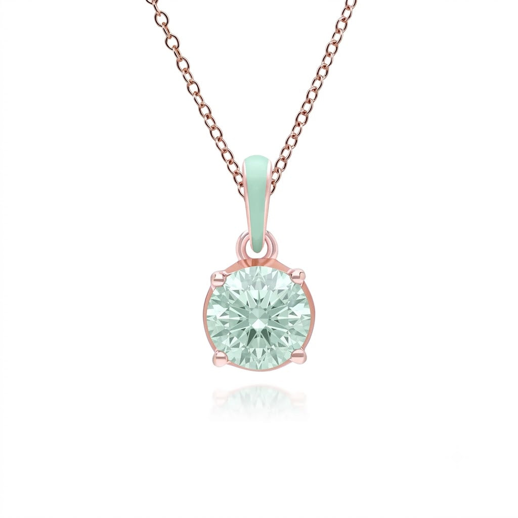 Lumina Oval-Cut Enamel Pendant Necklace (Mint Green & Silver Edition)