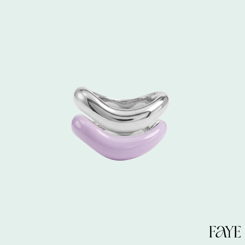 Silver Liquid Tide Rings (set of 2)