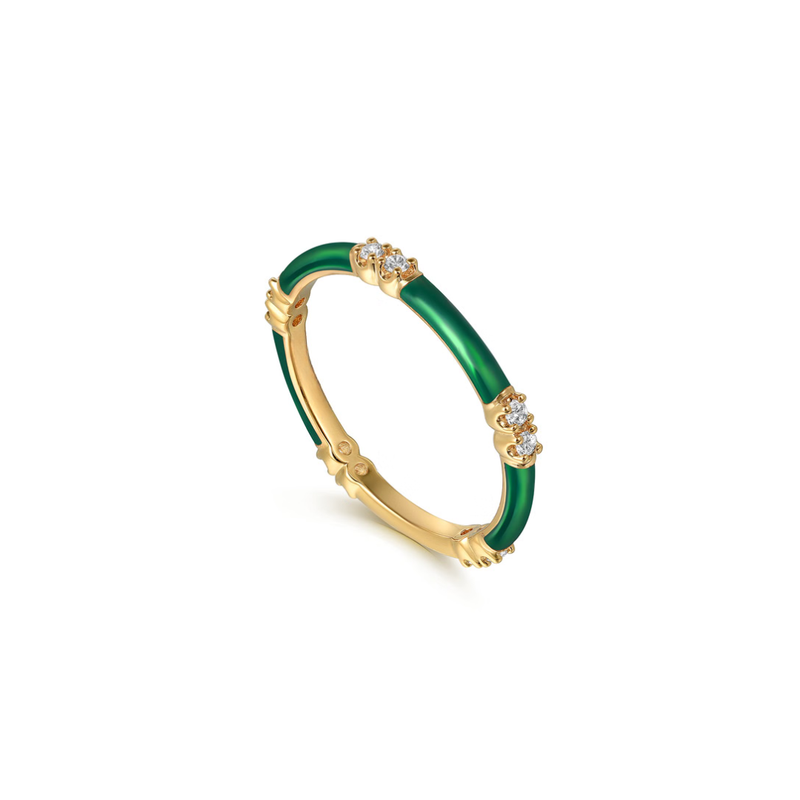 The Lucky Bamboo Ring (Chrome Blue & Yellow Gold Edition)