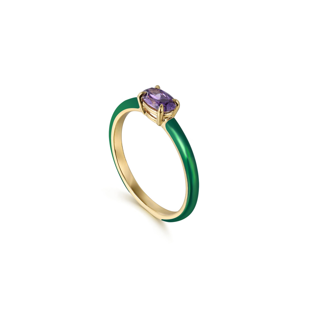The Petite Pavilion Ring (Amethyst Purple & Chrome Red Edition)