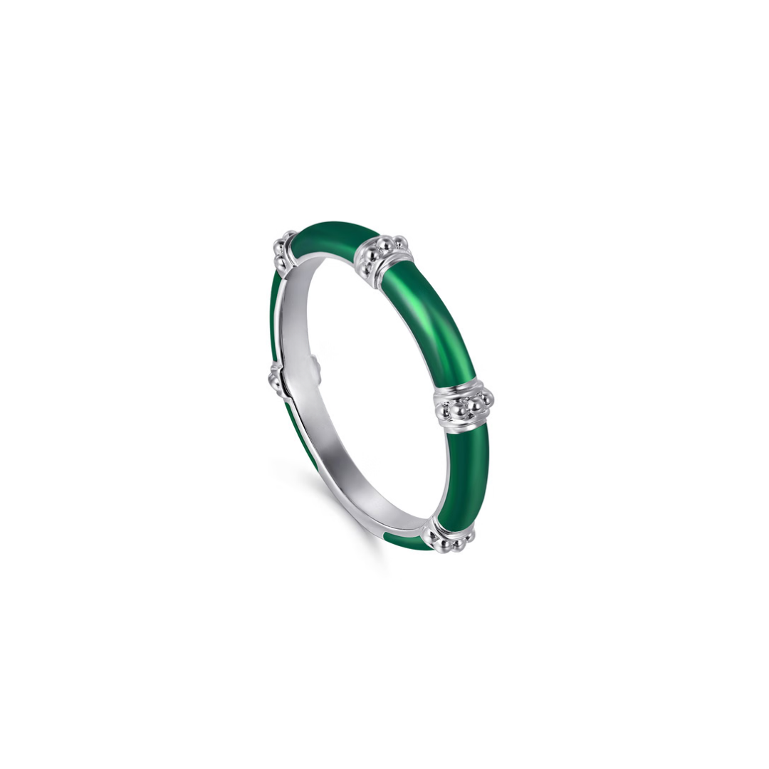 The Bamboo Node Ring (Chrome Green & Rose Gold Edition)