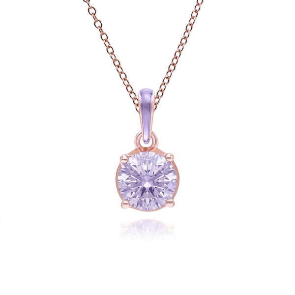 Lumina Round-Cut Enamel Pendant Necklace (Lavender Edition)