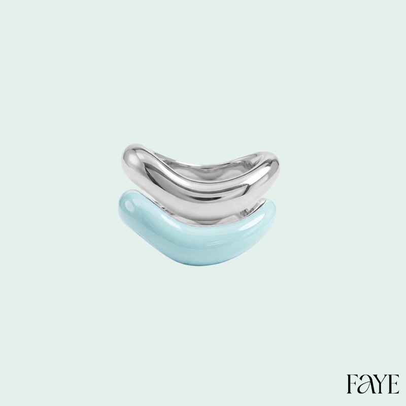 Silver Liquid Tide Rings (set of 2)