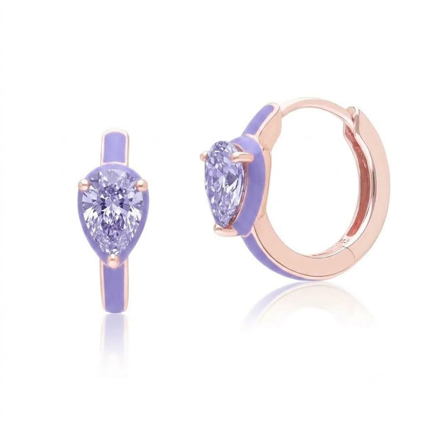 Azure Arc Pear-Cut Enamel Huggie Earrings (Mint Green Edition)