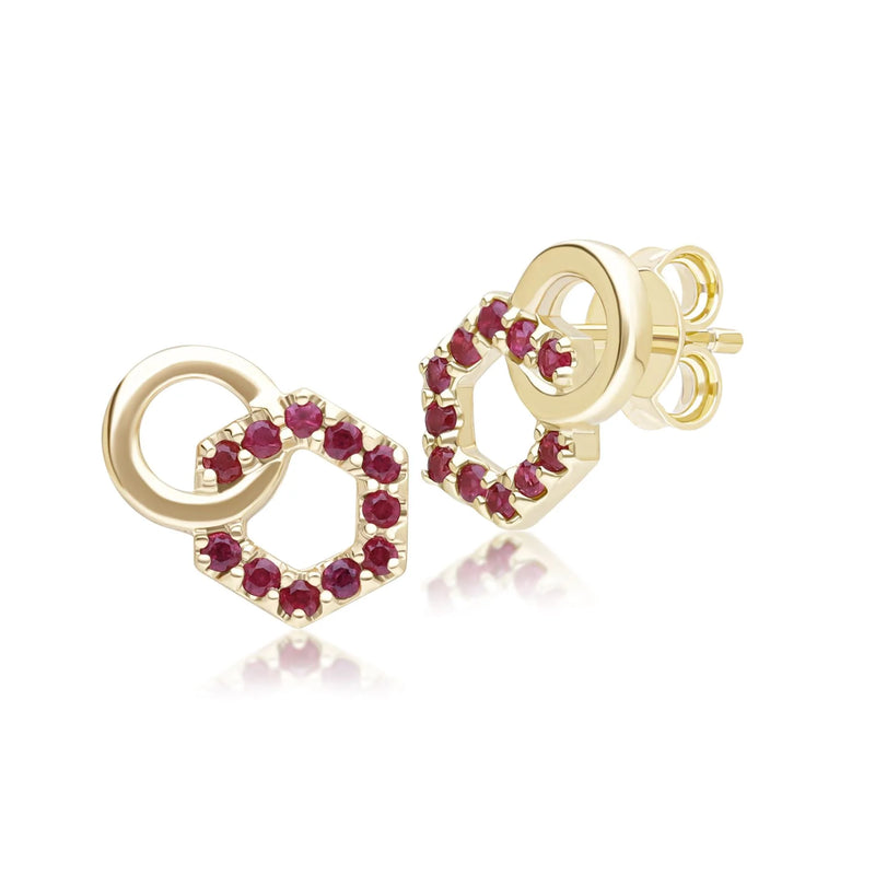 Apex Interlock Stud Earrings (Ruby Edition)