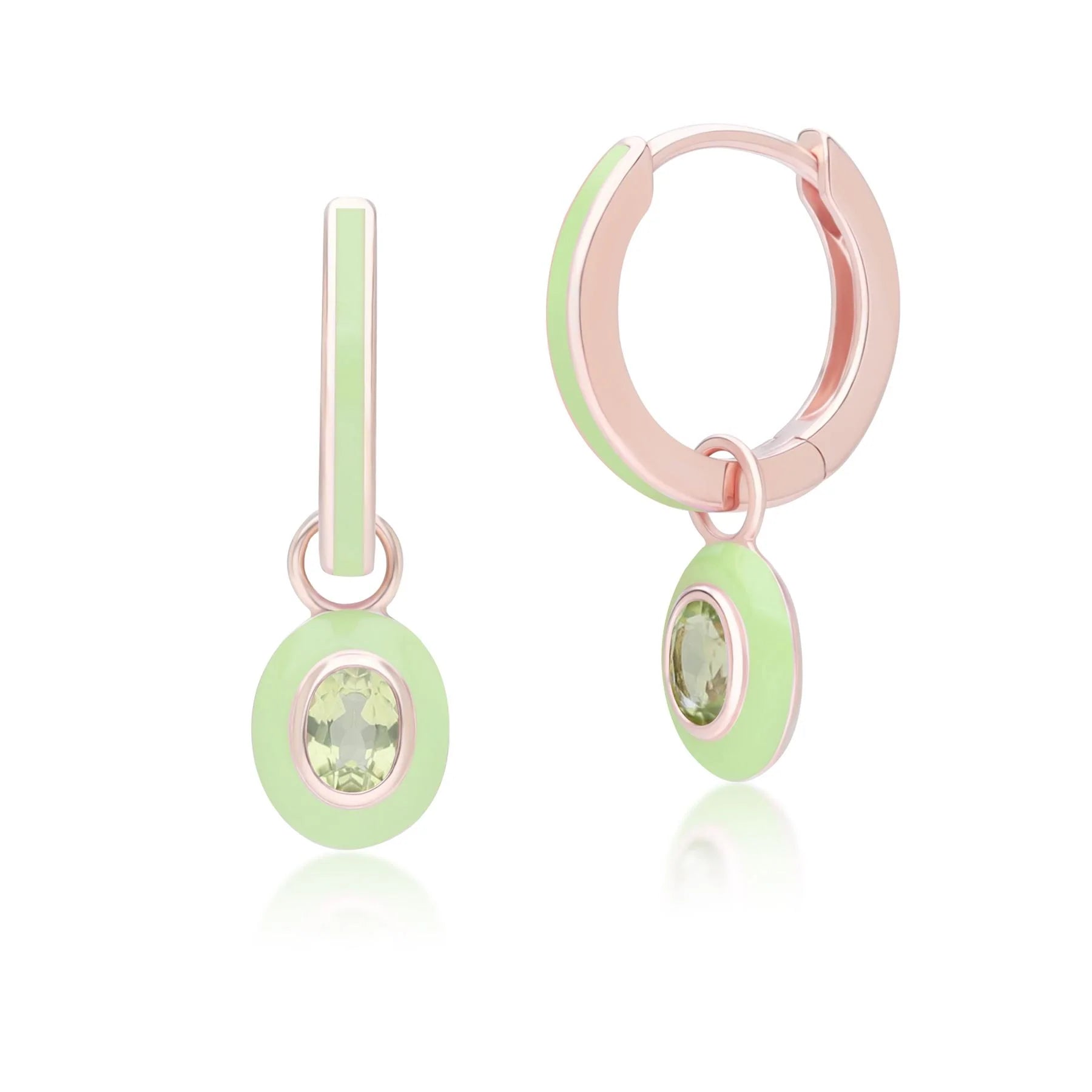 Aura Oval Drop Huggie Earrings (Olive Edition)
