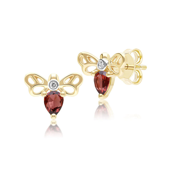 Lumina Butterfly Stud Earrings (Garnet Edition)