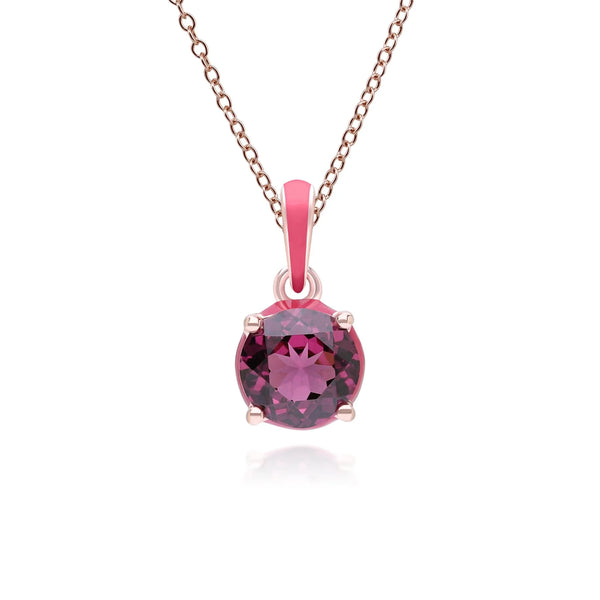 Lumina Round-Cut Enamel Pendant Necklace (Magenta Pink Edition)